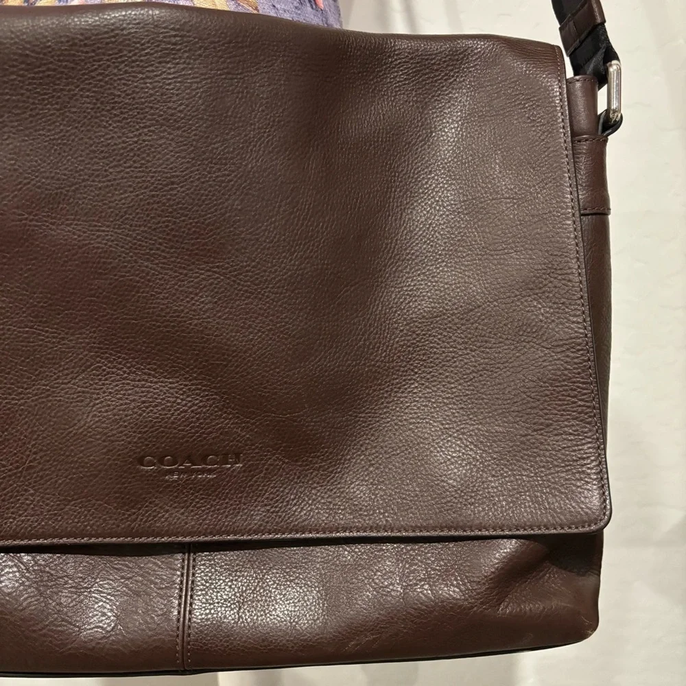 Coach pebbled leather messenger bag